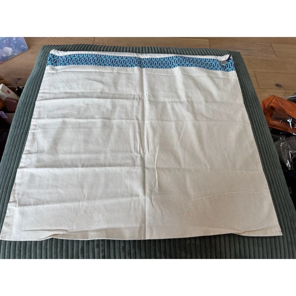 Tory Burch Logo Drawstring Pouch Bag Dust‎ Bag White Blue MCM Pattern